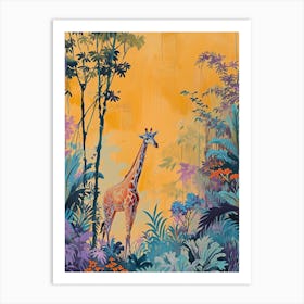 Giraffes By The Tress Illustration 2 Art Print