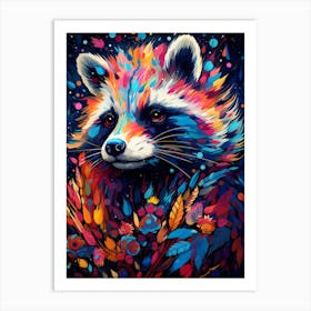 A Common Raccoon Vibrant Paint Splash 1 Art Print