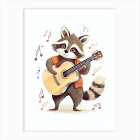 Raccoon With Guitar Illustration 5 Art Print