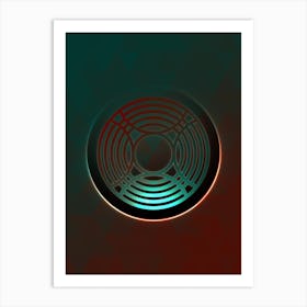 Geometric Neon Glyph on Jewel Tone Triangle Pattern 038 Art Print