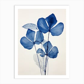 Blue Botanical Flamingo Flower 2 Art Print