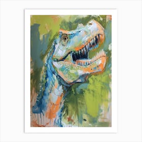 Muted Green Dinosaur Portrait Art Print
