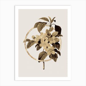 Gold Ring Apple Blossom Glitter Botanical Illustration n.0024 Art Print