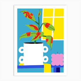 Plant In A Pot And A Candle Art Print Art Print