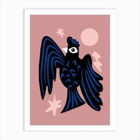 Moon And Stars Raven Art Print