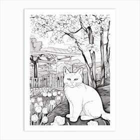 Descanso Gardens, Usa, Cats Line Art 2 Art Print