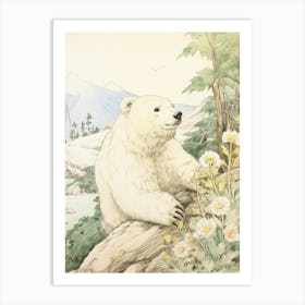 Storybook Animal Watercolour Polar Bear 2 Art Print