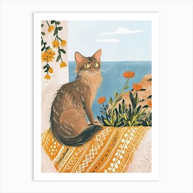 Somali Cat Storybook Illustration 4 Art Print