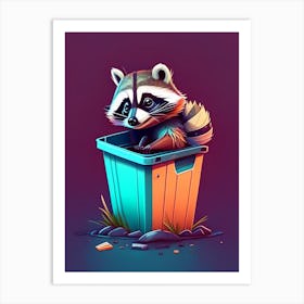 Dumpster Diving Raccoon Cute Digital Art Print