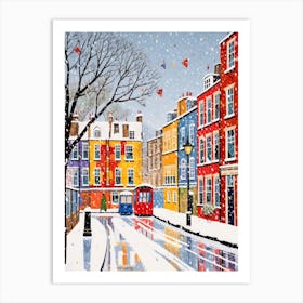 Cat In The Streets Of Matisse Style London With Snow 1 Art Print