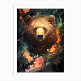 Bear With Flowers 1 Art Print