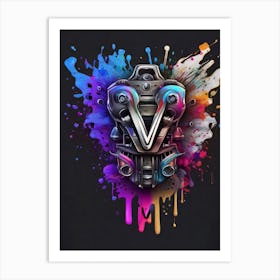 Sdxl 09 V8 Engine Logo With Colorful Paint Spots In The Style 0 Art Print