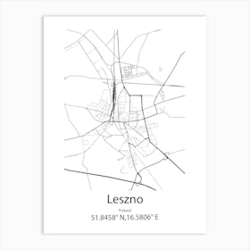 Leszno,Poland Minimalist Map Art Print