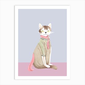 Cute Fashion Cat Art Print