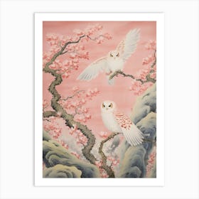 Vintage Japanese Inspired Bird Print Owl 3 Art Print