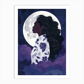 Moon And The Girl 1 Art Print