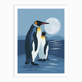 Emperor Penguin Half Moon Island Minimalist Illustration 2 Art Print