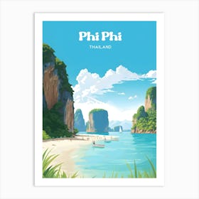 Phi Phi Thailand Holiday Travel Illustration Art Print