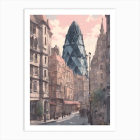 Gherkin Buiulding London Landmark Overwatch Dark Studio Ghibli Style Street Art Print