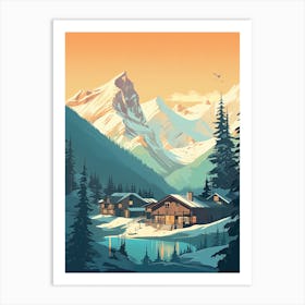 Banff Sunshine Village   Alberta, Canada   Colorado, Usa, Ski Resort Illustration 3 Simple Style Art Print