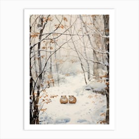 Winter Watercolour Hedgehog Art Print