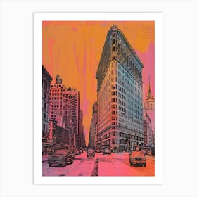 The Flatiron District New York Colourful Silkscreen Illustration 1 Art Print