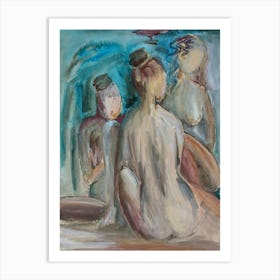 Three Graces, Symphony in Blue, Bedroom  Art Print