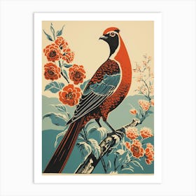 Vintage Bird Linocut Pheasant 7 Art Print