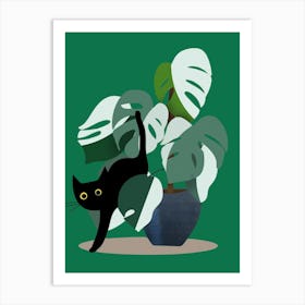 Black Cat In Pot Art Print