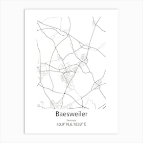 Baesweiler,Germany Minimalist Map Art Print