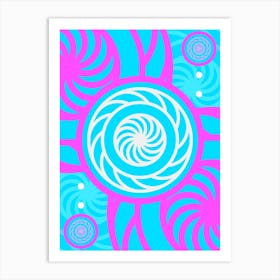 Geometric Glyph Abstract in White and Bubblegum Pink and Candy Blue n.0086 Art Print