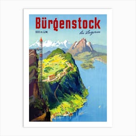 Viewpoint At Burgenstock, Switzerland Art Print