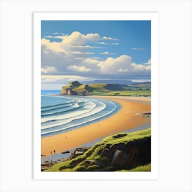 A Painting Of Rhossili Bay, Swansea Wales 3 Art Print