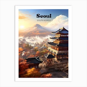 Seoul South Korea Gyeongbokgung Palace Travel Art Illustration Art Print