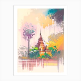 Kep Cambodia Watercolour Pastel Tropical Destination Art Print