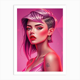 Pink Haired Woman Poster