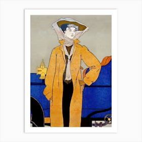 Woman In Yellow Driving Coat, Edward Penfield Art Print