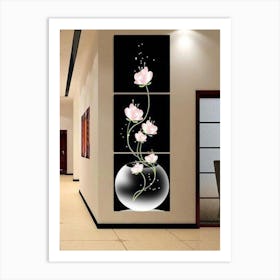 Three Roses In A Vase Art Print