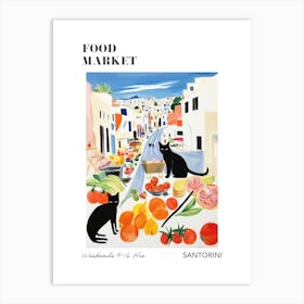 The Food Market In Santorini 2 Illustration Poster Art Print