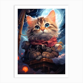 Cat On A Ship Art Print