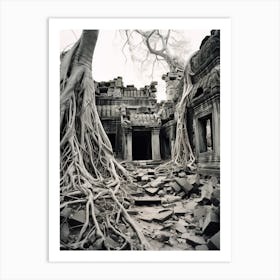 Krong Siem Reap, Cambodia, Black And White Old Photo 3 Art Print