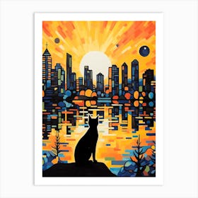 Vancouver, Canada Skyline With A Cat 0 Art Print