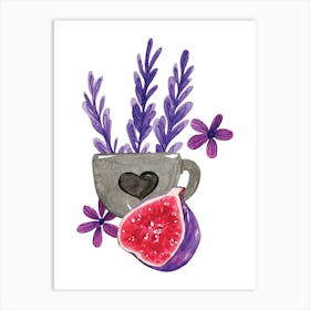 Lavender And Fig Watercolor Illustration Art Print