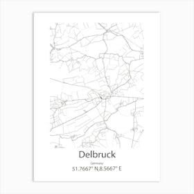 Delbruck,Germany Minimalist Map Art Print