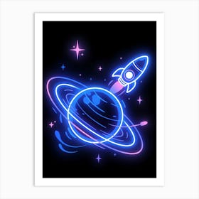 Neon Saturn Art Print