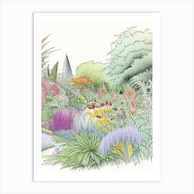 Chanticleer Garden, Usa Vintage Pencil Drawing Art Print