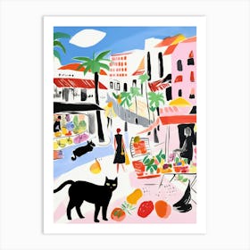 The Food Market In Malibu 1 Illustration Art Print