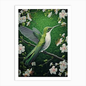 Ohara Koson Inspired Bird Painting Hummingbird 1 Art Print