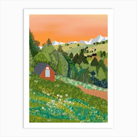Cottage On The Hill Art Print