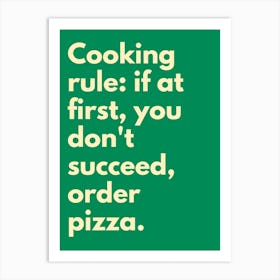 Cooking Rules Green Kitchen Typography Art Print